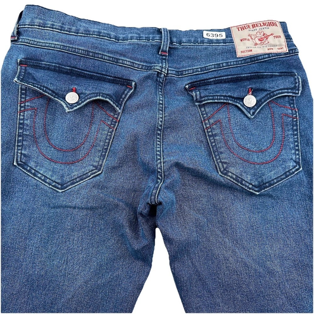 True Religion Geno Flap Relaxed Slim Jeans Mens‎ 36x32 Straight Blue Stretch